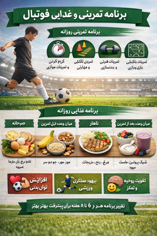 طراحی برنامه تمرین و تغذیه اختصاصی برای فوتبال